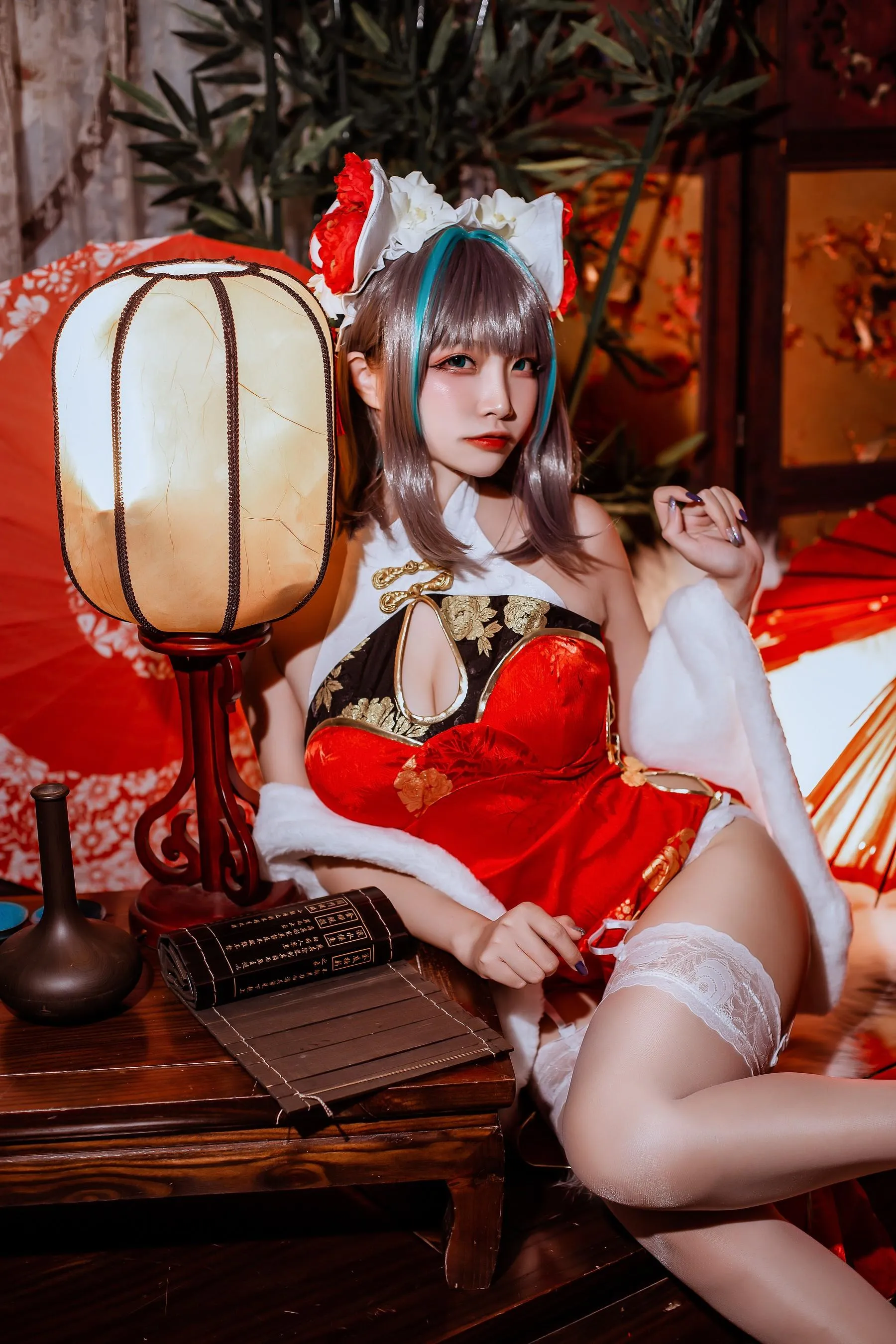 二佐Nisa – NO.151 碧蓝柴郡旗袍 [33P]插图8